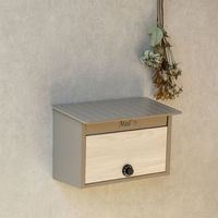 MOJYU リア 壁掛けポスト ミルクティーベージュ/ホワイト木目 1台（直送品）