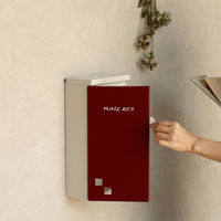 MOJYU ノラ 壁掛けポスト ボルドー/グレージュ 1台（直送品）