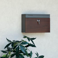 MOJYU クレオ 壁掛けポスト グレー/ブラウン木目 1台（直送品）