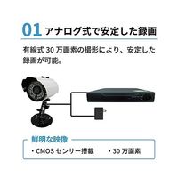 屋外型簡易防犯カメラ・録画機(HDD500GB)・10インチモニターセット(VGA) SEC-S-4C-10L-500 1セット（直送品）