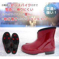 ジェイワークスプランニング レディース防寒ショートブーツ ピンスパイク付き ワイン 24.5cm WB1814 1足（直送品）