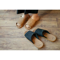 ティーライフ スリッパ ピエーデ 前開き厚底 Mサイズ Lサイズ ブラック(L) 423251 1個（直送品）