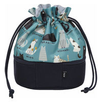 ノアファミリー ポーチ 巾着 ダブルポーチ ネコ ブルーグレー 476579 1個（直送品）