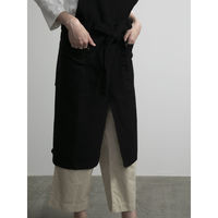 ウェーブ エプロン 綿100% スリットラップエプロン ポケット付き COCOWALK ブラック 399388 1個（直送品）