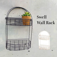 アビテ かご 壁掛け スウェル ウォールラック 幅23×奥行11×高さ14.5cm ブラウン 477953 1個（直送品）