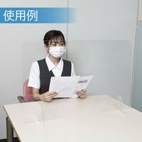 アクリルパーテーション(Lサイズ) 窓付き (飛沫感染防止/感染症/透明/仕切り/窓口/受付/カウンター/デスク)（直送品）