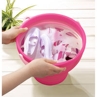 ソフトバケツ8型 折りたたみ式 ピンク 1個 伊勢藤