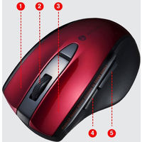 ワイヤレスマウス　無線　静音　5ボタン　中型サイズ　ブルーLED　MA-WBL166R　サンワサプライ　1個