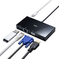 ドッキングステーション　Type-C×1　USB3.0×1　HDMI×1　ミニD-sub×1　RJ-45×1　USB-3TCH30BK　サンワサプライ　1個
