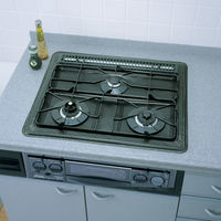 システムガスマット 一体型3口用 でか バーナー間 30cm専用 ブラック 3枚入 1セット（1個×2）東洋アルミエコープロダクツ