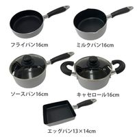 ちびポット キャセロール 両手鍋 16cm ガラス蓋付 フッ素加工 IH・ガス火対応 グレー 1個 ベストコ