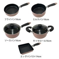 ちびポット ソースパン 片手鍋 16cm ガラス蓋付 フッ素加工 IH・ガス火対応 ピンク 1個 ベストコ
