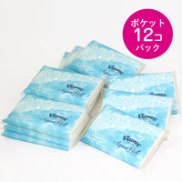 ポケットティッシュ　保湿　12パック入り　クリネックスティシュー　アクアヴェールポケット　日本製紙クレシア