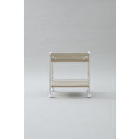 山善 YAMAZEN キャスター付リビングラック 2段 幅420×奥行275×高さ480mm ナチュラルメイプル／アイボリー 1台（直送品）