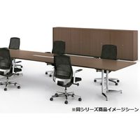 【組立設置込】プラス WX-J3 スクエアテーブル 配線口付 抗菌 幅2400×奥行1200×高さ720mm Pウォルナット×P×銀 1台（直送品）