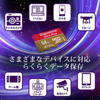 GIGASTONE microSDXCカード UHSー1 A1 V30 64GB 2枚入り GJMXR-64GV3A1100R-2PK 1セット