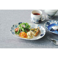 アイトー プレート オーバル 21cm M ガーデン 陶器 青 449231 1個（直送品）