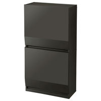 リス 通路で使える分別ダストボックス ワイド 2段 2P ゴミ箱 スリム 縦型 上段22.5L＋下段22.5L グレー GPRB058 1台