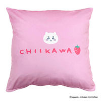 MORIPiLO ちいかわ クッションカバー (ちいかわ いちご ピンク) 45x45cm グッズ 可愛い 柔らかめ 背もたれクッション カバー おしゃれ