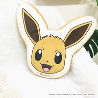 MORIPiLO ポケモン クッション(イーブイ もちもちフェイスクッション) グッズ ダイカット ブラウン 約25x30cm かわいい