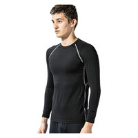 おたふく手袋 長袖クルーネック ストレッチ 黒 4L JW-623 1枚（直送品）