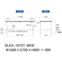 【車上渡し】山金工業 ワークテーブルLAB 実験台 耐薬品天板 高さ調整 半面棚付 ブラック SLKA-1875T-BKW 1台（直送品）