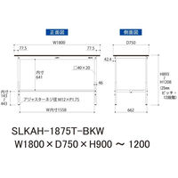 【車上渡し】山金工業 ワークテーブルLAB 実験台 耐薬品天板 高さ調整 半面棚付 ブラック SLKAH-1875T-BKW 1台（直送品）