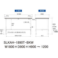 【車上渡し】山金工業 ワークテーブルLAB 実験台 耐薬品天板 高さ調整 半面棚付 ブラック SLKAH-1890T-BKW 1台（直送品）