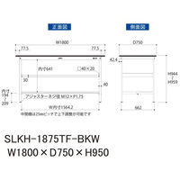 【車上渡し】山金工業 ワークテーブルLAB 実験台 耐薬品天板 中間棚付 半面棚付 ブラック SLKH-1875TF-BKW 1台（直送品）