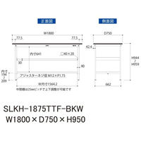【車上渡し】山金工業 ワークテーブルLAB 実験台 耐薬品天板 中間棚付 全面棚付 ブラック SLKH-1875TTF-BKW 1台（直送品）