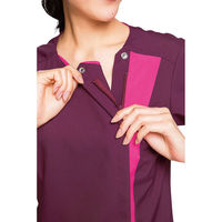 【再検品商品】フォーク レディスジップスクラブ ベージュ×Dネイビー S 7023SC-10ーS 1枚　スクラブ（わけあり品）