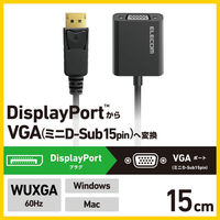 エレコム 変換アダプタ DisplayPort to VGA （ミニD-Sub15pin） AD-DPVGABK2 1個（わけあり品）