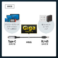 サンワサプライ  USB Type-C LAN変換ケーブル（Gigabit対応・3m） KB-SL6CLAN03BK（直送品）