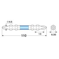 エスコ #2x110mm 衝撃吸収ハイパースリムビット(2本組) EA813AC-103 1セット(10パック)（直送品）