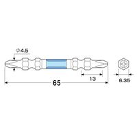 エスコ #2x 65mm 衝撃吸収ハイパースリムビット(5本組) EA813AC-111 1セット(25本:5本×5パック)（直送品）