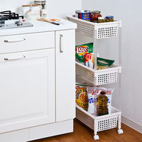 平和工業 ランドリーバスケット バスケットワゴン 3段 スリム アイボリー キャスター付 208823 1個