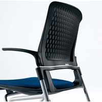 【組立設置込】コクヨ オルディナ 背クッション 肘付 ポリキャスター ソフトグレー×プルシアンブルー×フラットシルバー 1脚（直送品）