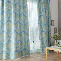 スミノエ デザインライフ セミオーダー カーテン ミックスブーケ 2400×1200mm ブルー 1セット(2枚入)（直送品）