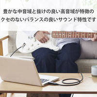 オーディオインターフェース シールドケーブル USB-φ6.3 3m 楽器用 黒 DH-SHU30BK エレコム 1個（直送品）