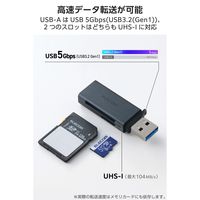 USBーA カードリーダー 2in1 SD / microSD 高速転送 MR3-D20EBK 1個