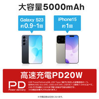 グリーンハウス カラビナ付きモバイルバッテリー ブラック GH-BYPD50-BK 1個