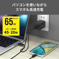 バッファロー PD65W対応AC充電器 USB TypeーC×2ポート ブラック BSACPD6500C2BK 1個