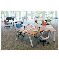 【組立設置込】プラス ジェネラ フリーデスク両面ストレート ベースセット 幅1600×奥行1425×高さ720mm ミディアムウッド/ブラック 1台（直送品）