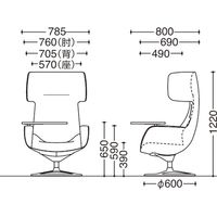 オカムラ ライブス ラウンジチェア ワークヴェールタイプ アルミベース/ホワイト 張地：インターロック セージ/ホワイト L149WW FXW9 1脚（直送品）
