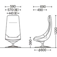 オカムラ ライブス ラウンジチェアEXハイバック 肘無 アルミベース/ブラック 張地：インターロック ダークグリーン/黒 L143ER FXW5 1脚（直送品）