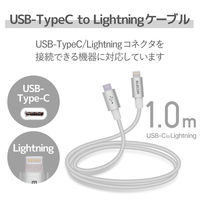 エレコム USB C-Lightningケーブル/準高耐久/1.0m/シルバー MPA-CLPS10SV 1個