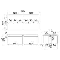 Ceha プレノデスクシステム ミーティングテーブル 幅2400×奥行1150×高さ720mm 天板ホワイト/脚ホワイト 1台（8梱包）
