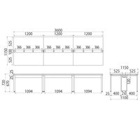 Ceha プレノデスクシステム ミーティングテーブル 幅3600×奥行1150×高さ720mm 天板オーク/脚ブラック 1台（12梱包）
