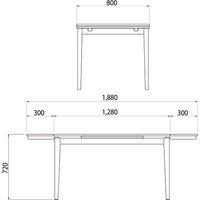 【軒先渡し】 AMOCC フリスクテーブル1280 突板 幅1280～1880×奥行800×高さ720mm ホワイトオーク 1台（直送品）