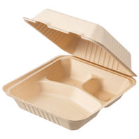 ストリックスデザイン 未晒しバガスモールド フードパックスクエア 仕切付 1袋（25枚入）